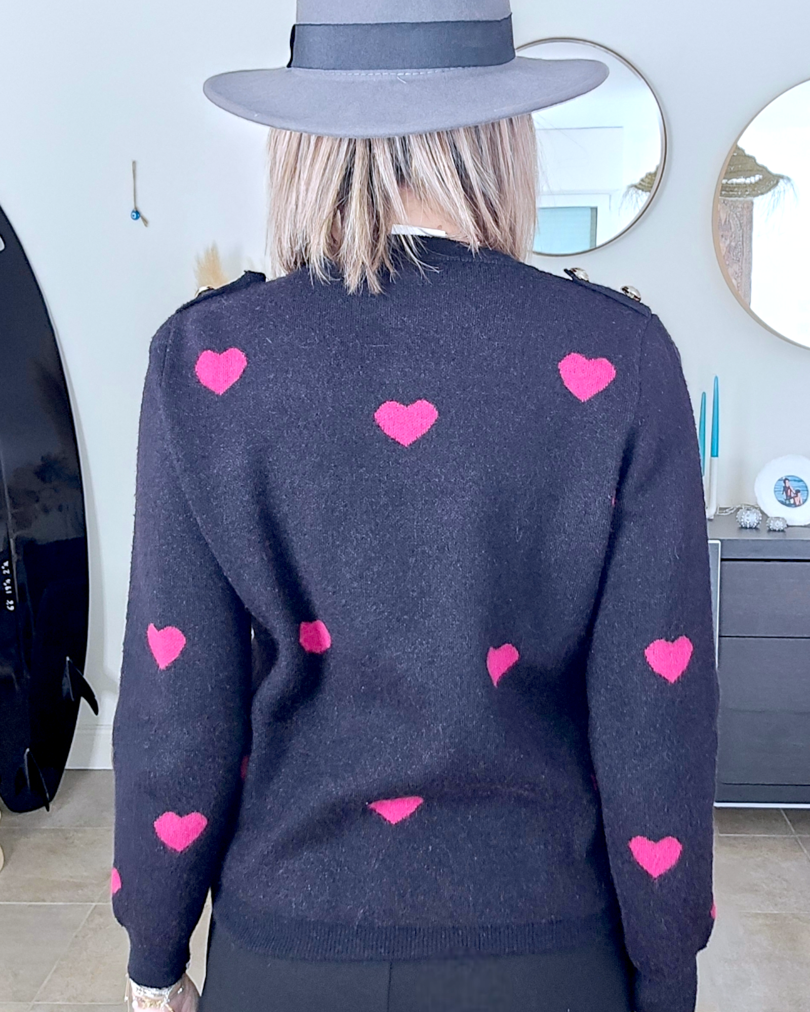 Pull cœur fuchsia