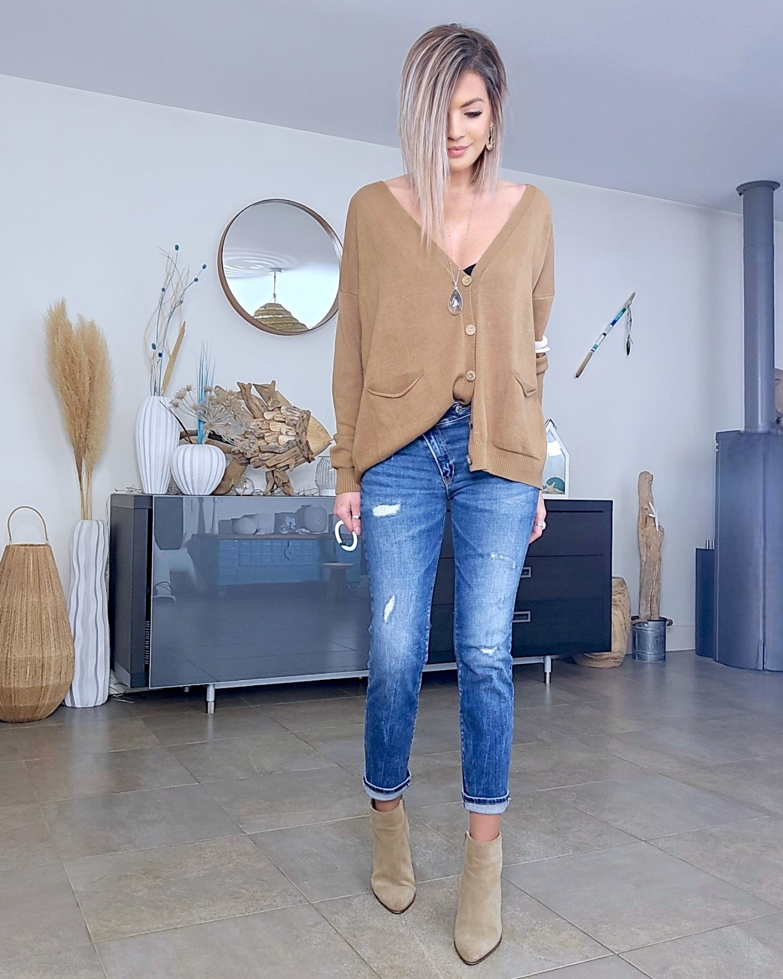 Cardigan long esprit militaire