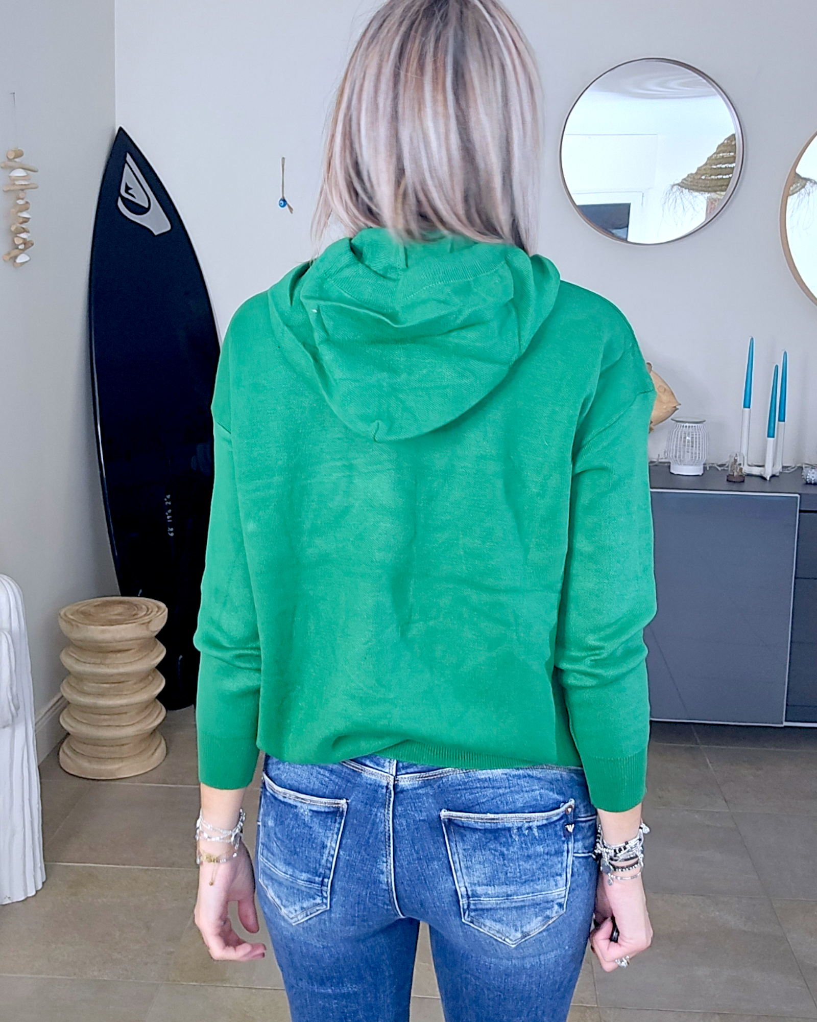 Pull maille à capuche