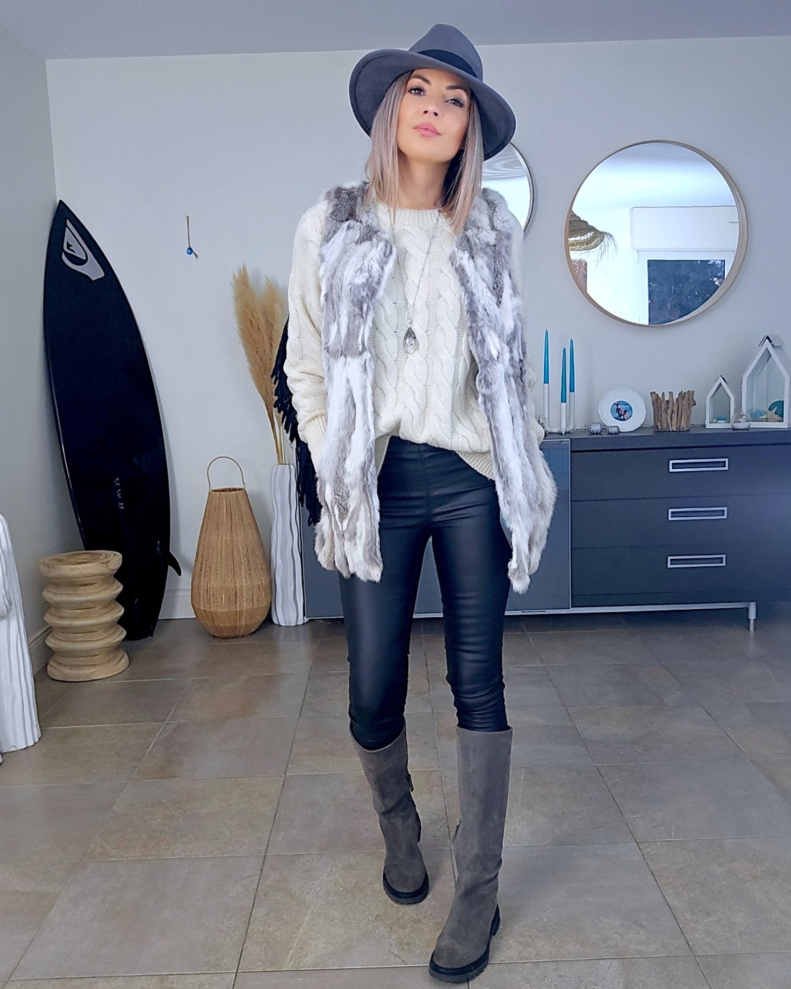 Veste fourrure sans manche