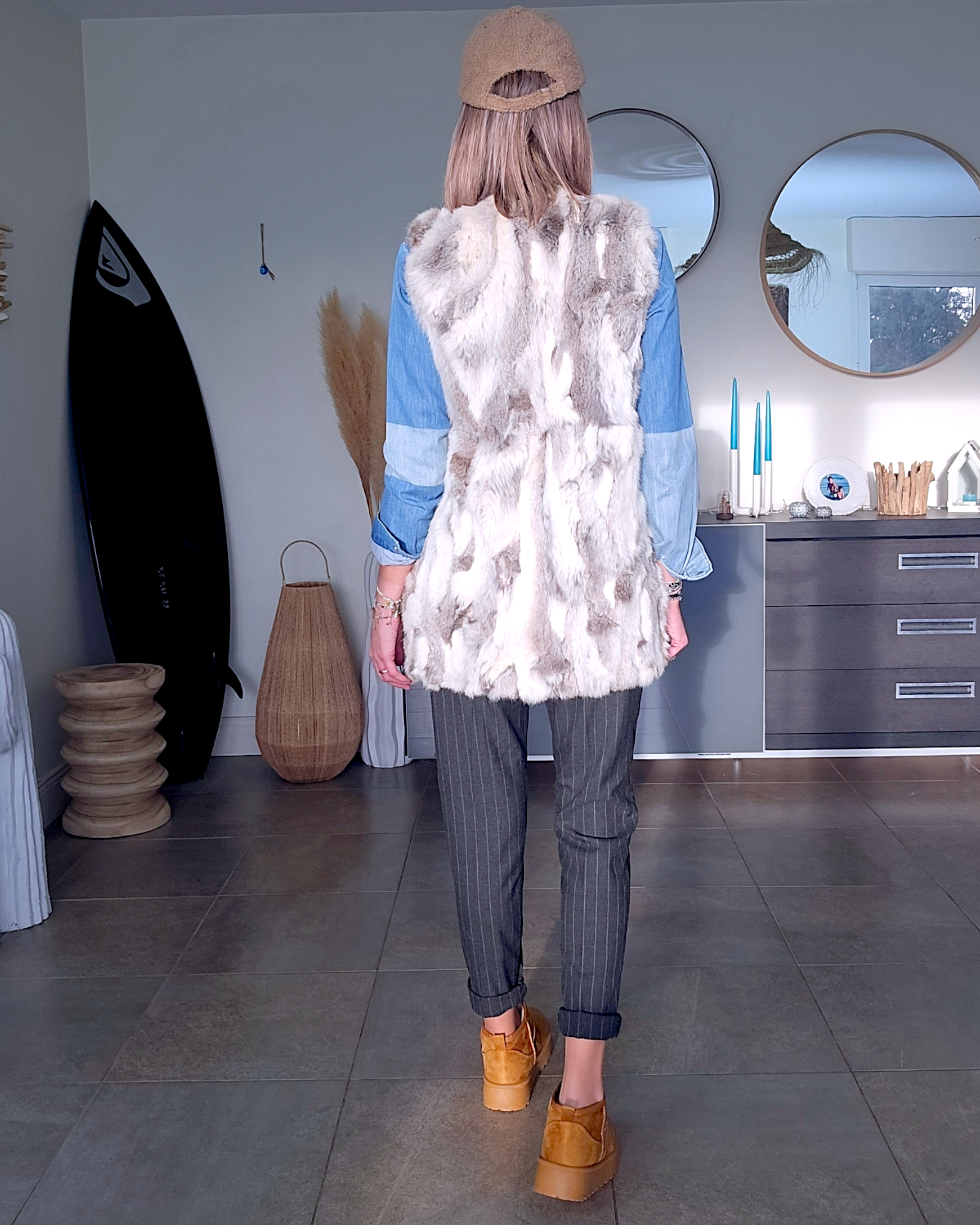 Veste fourrure sans manche