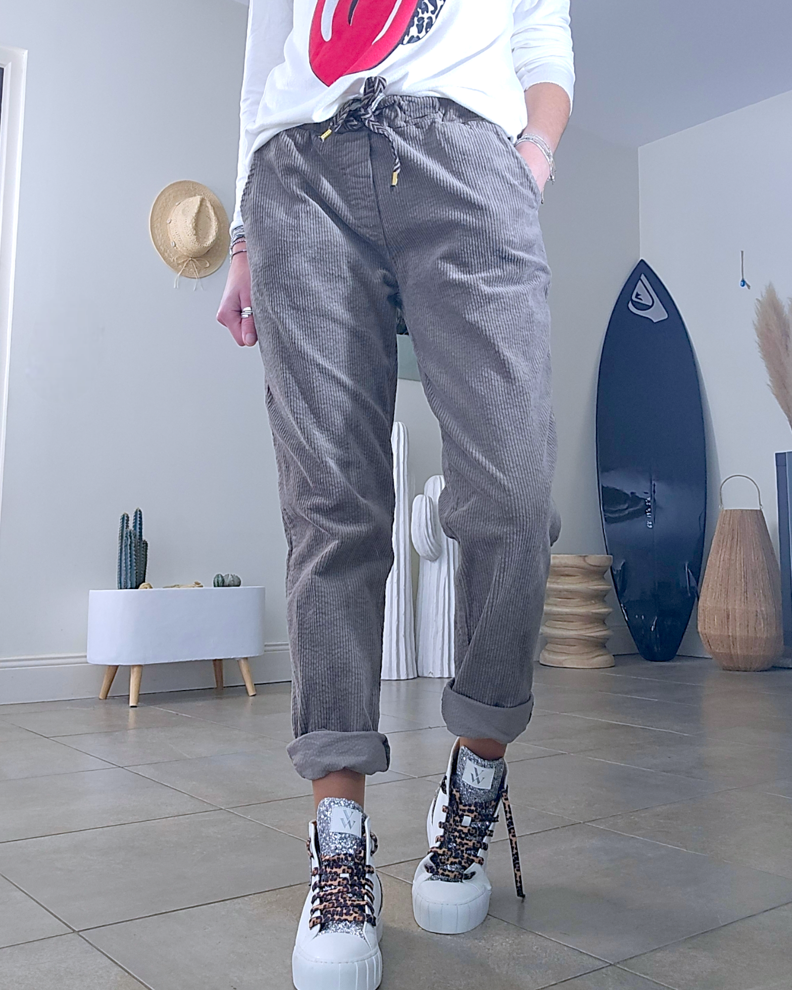 Pantalon jogg velours