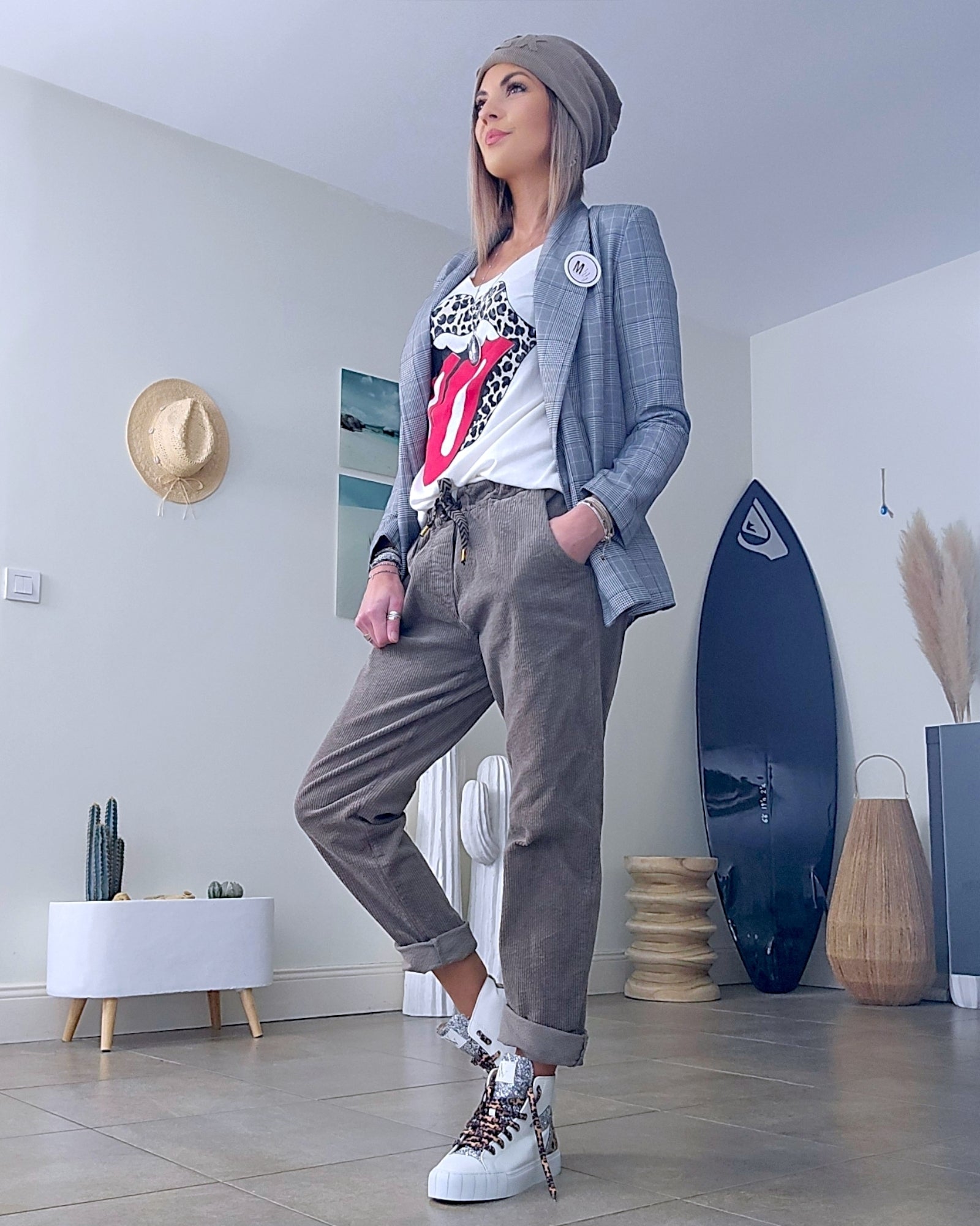 Pantalon jogg velours