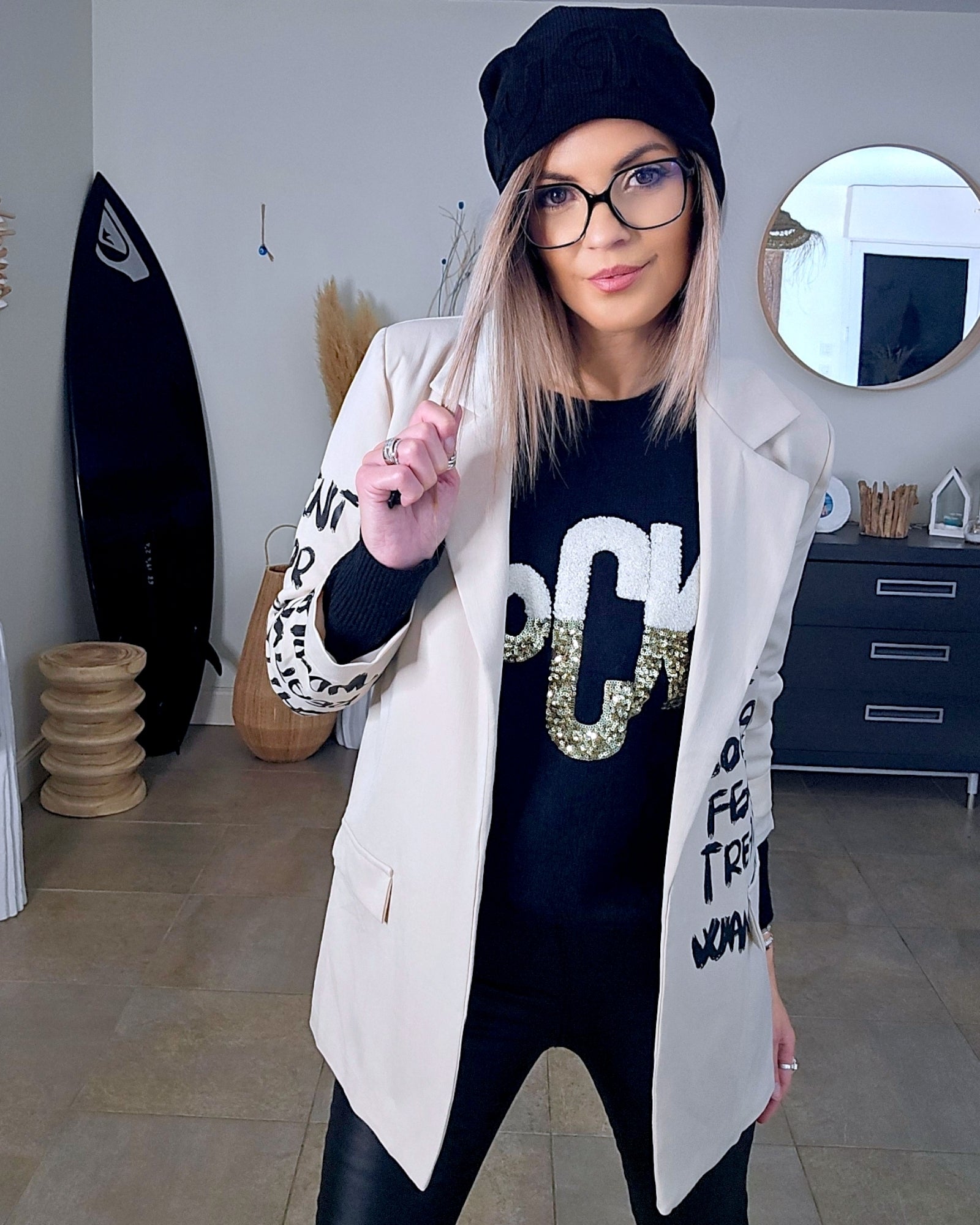 Veste tags boy écru