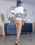 Pantalon jog en cuir beige