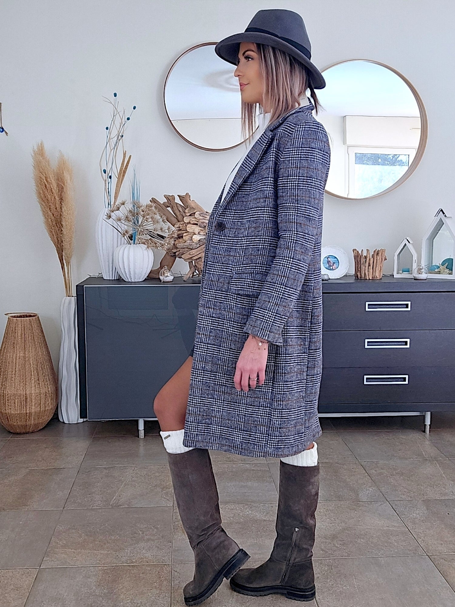 Manteau à carreaux