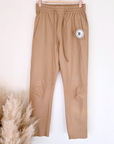 Pantalon jog en cuir beige