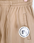Pantalon jog en cuir beige