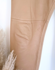 Pantalon jog en cuir beige