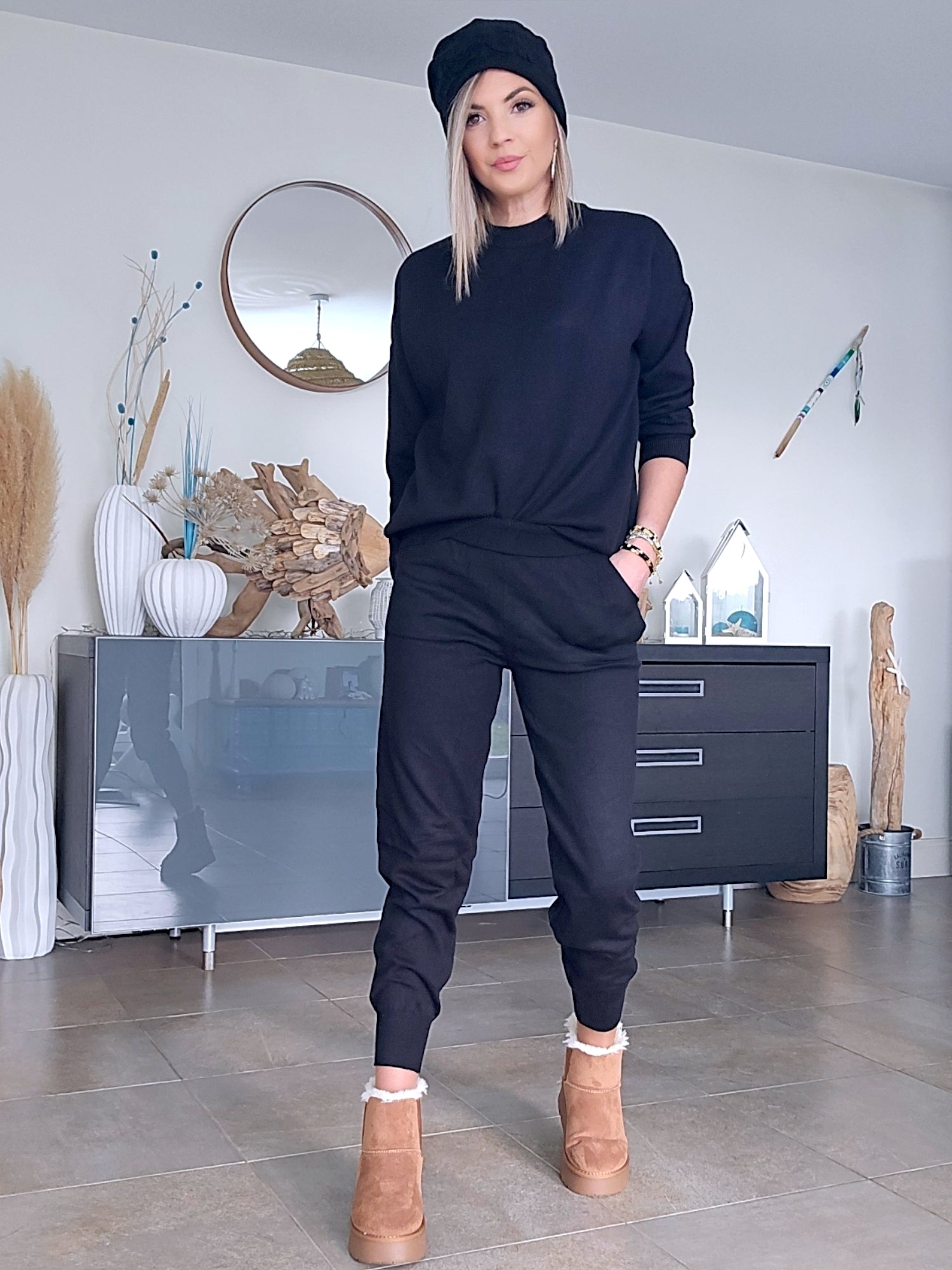 Jogg en maille noir