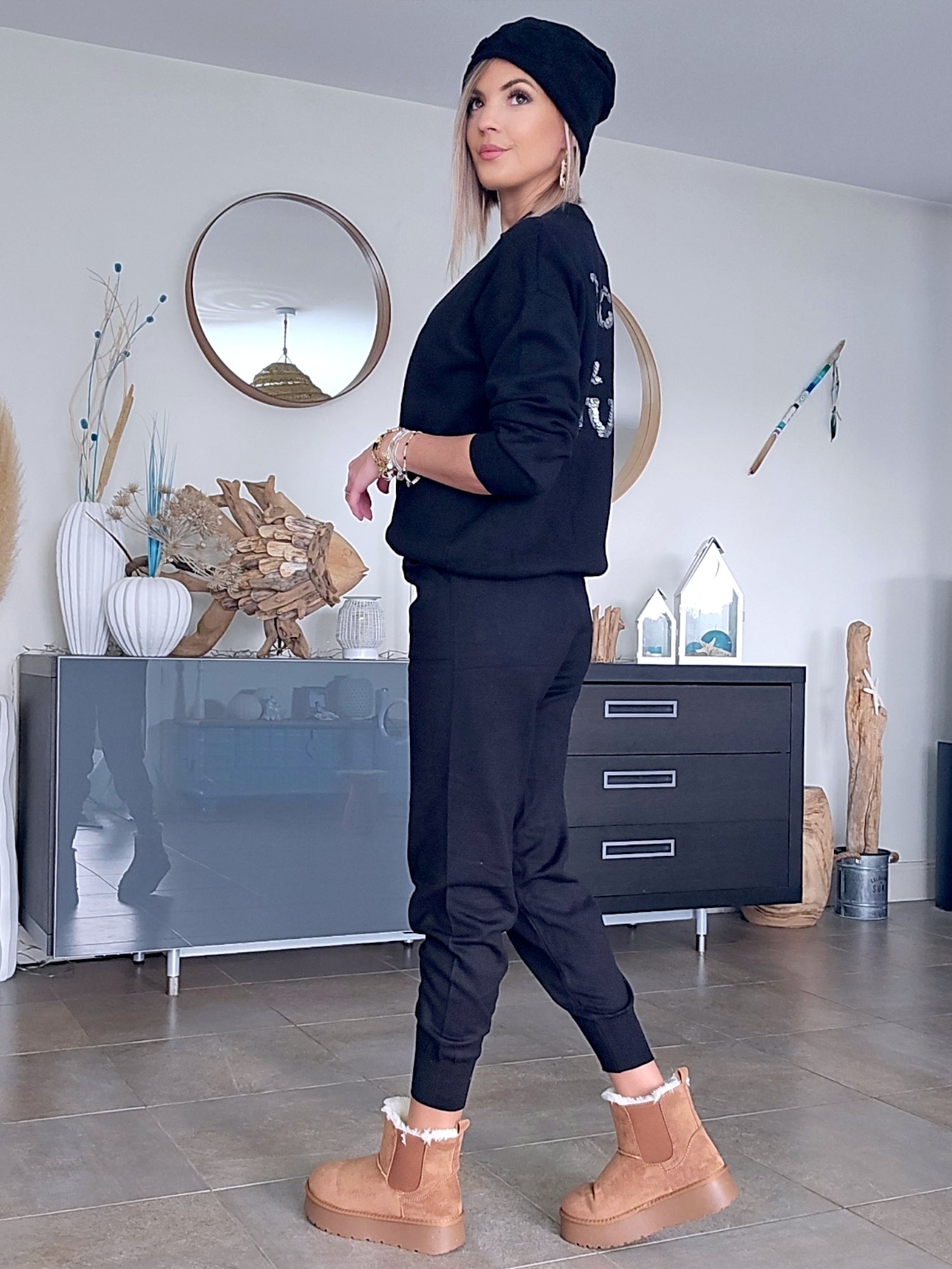 Jogg en maille noir