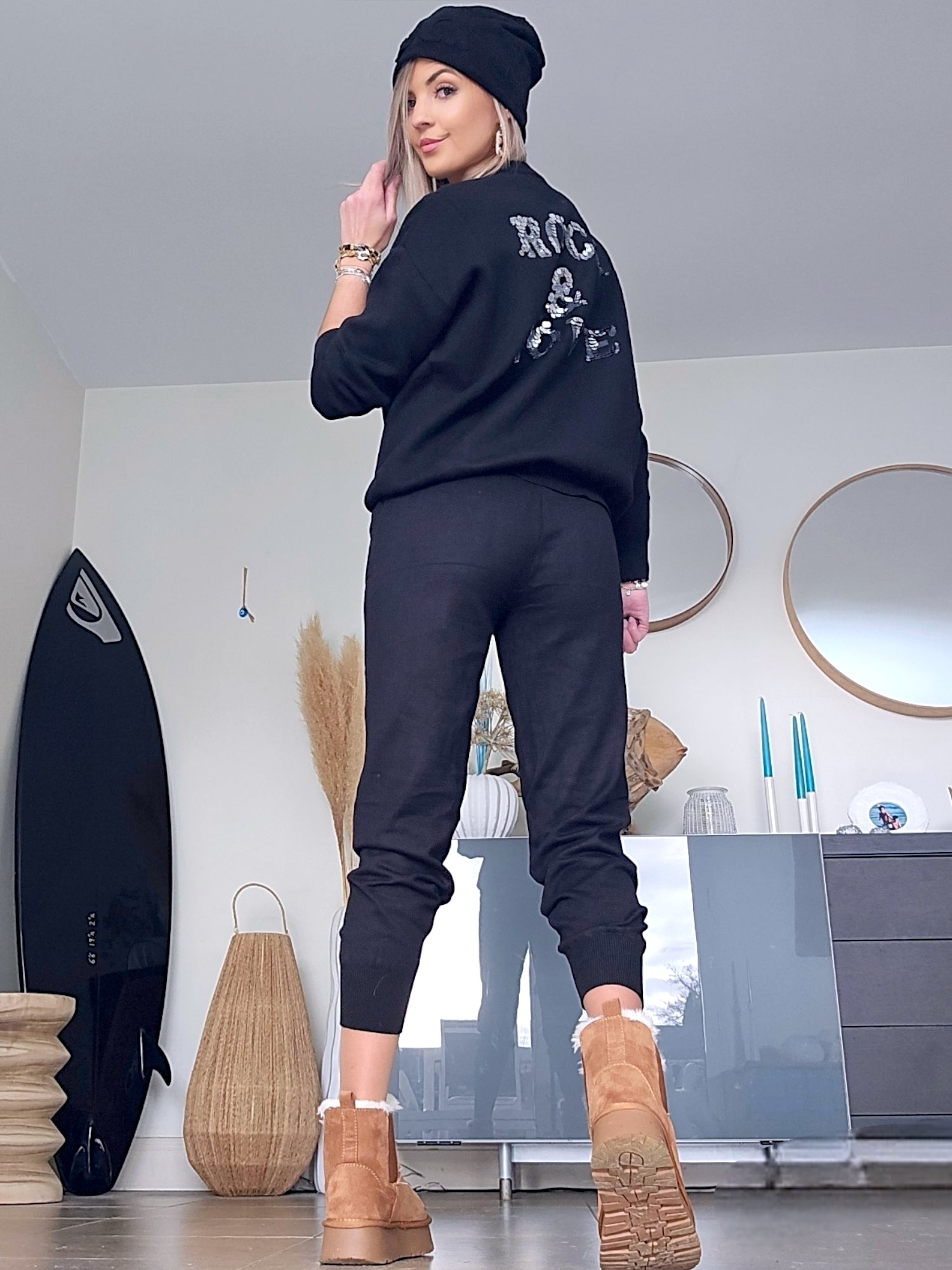 Jogg en maille noir