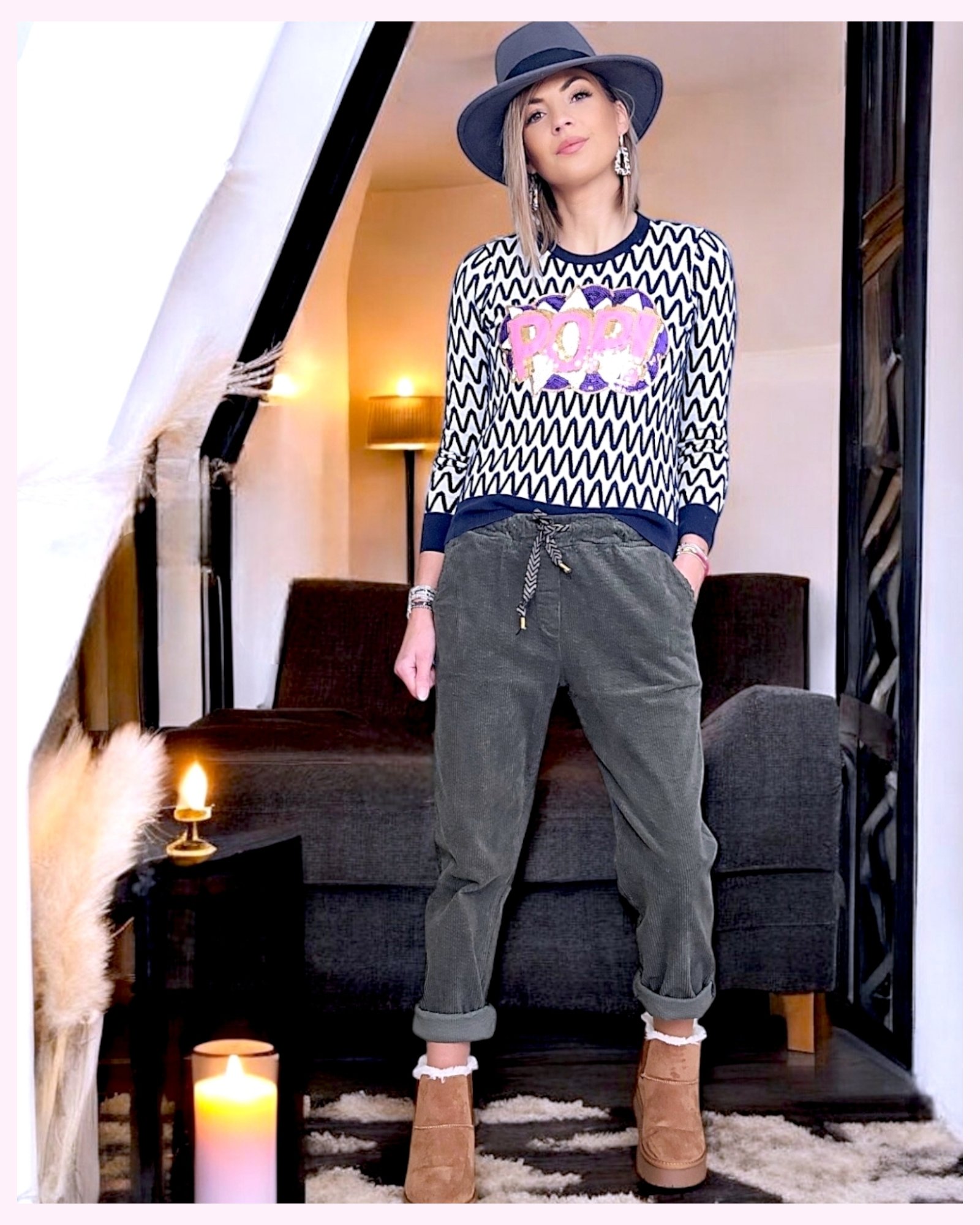 Pantalon jogg velours