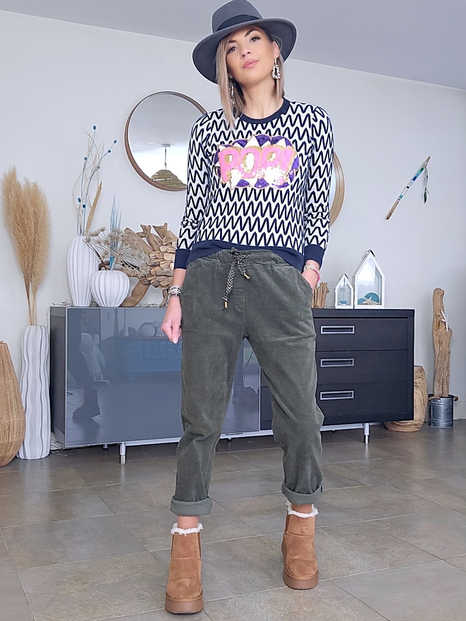 Pantalon jogg velours