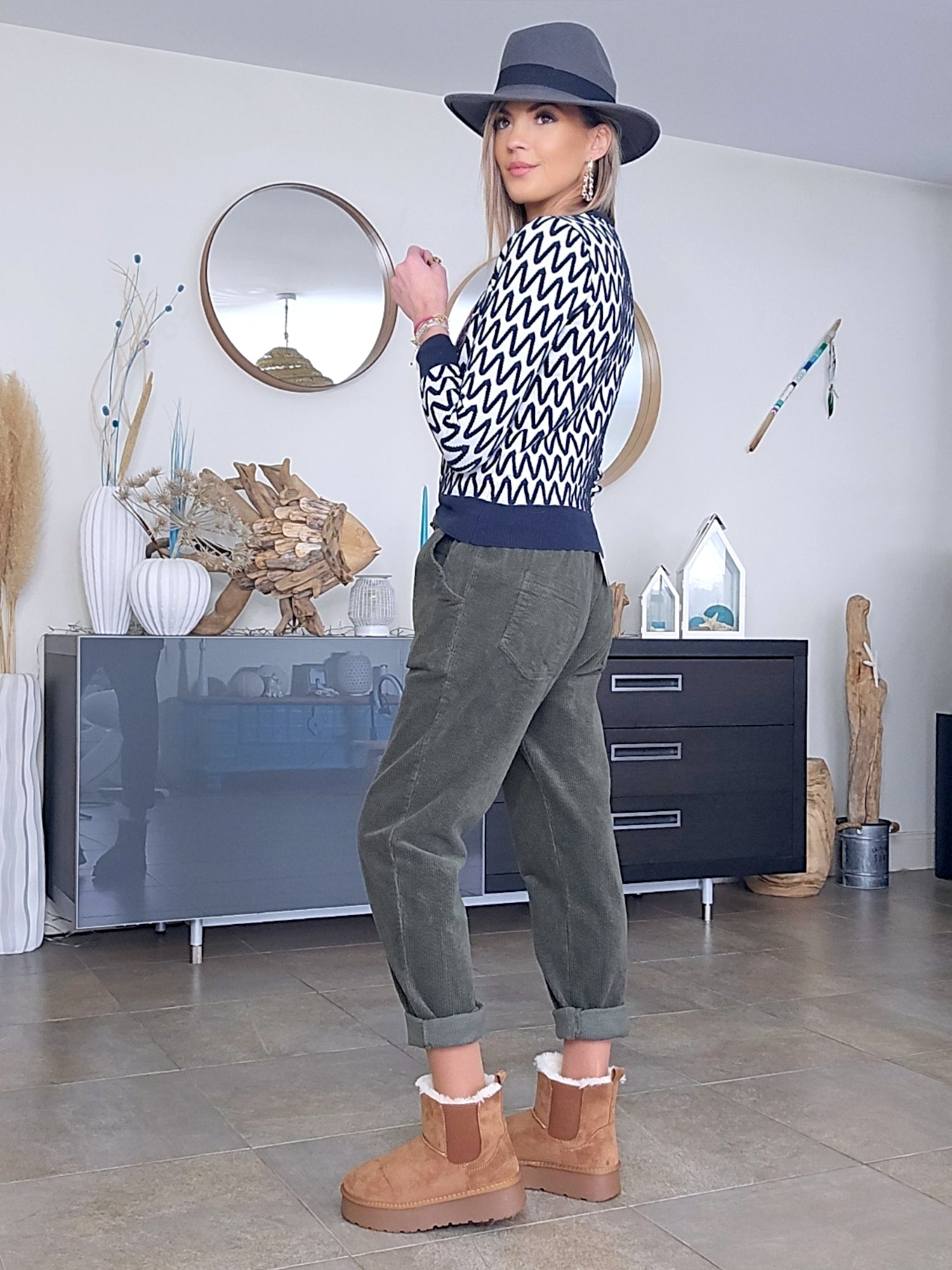 Pantalon jogg velours