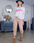 Jogg en maille beige