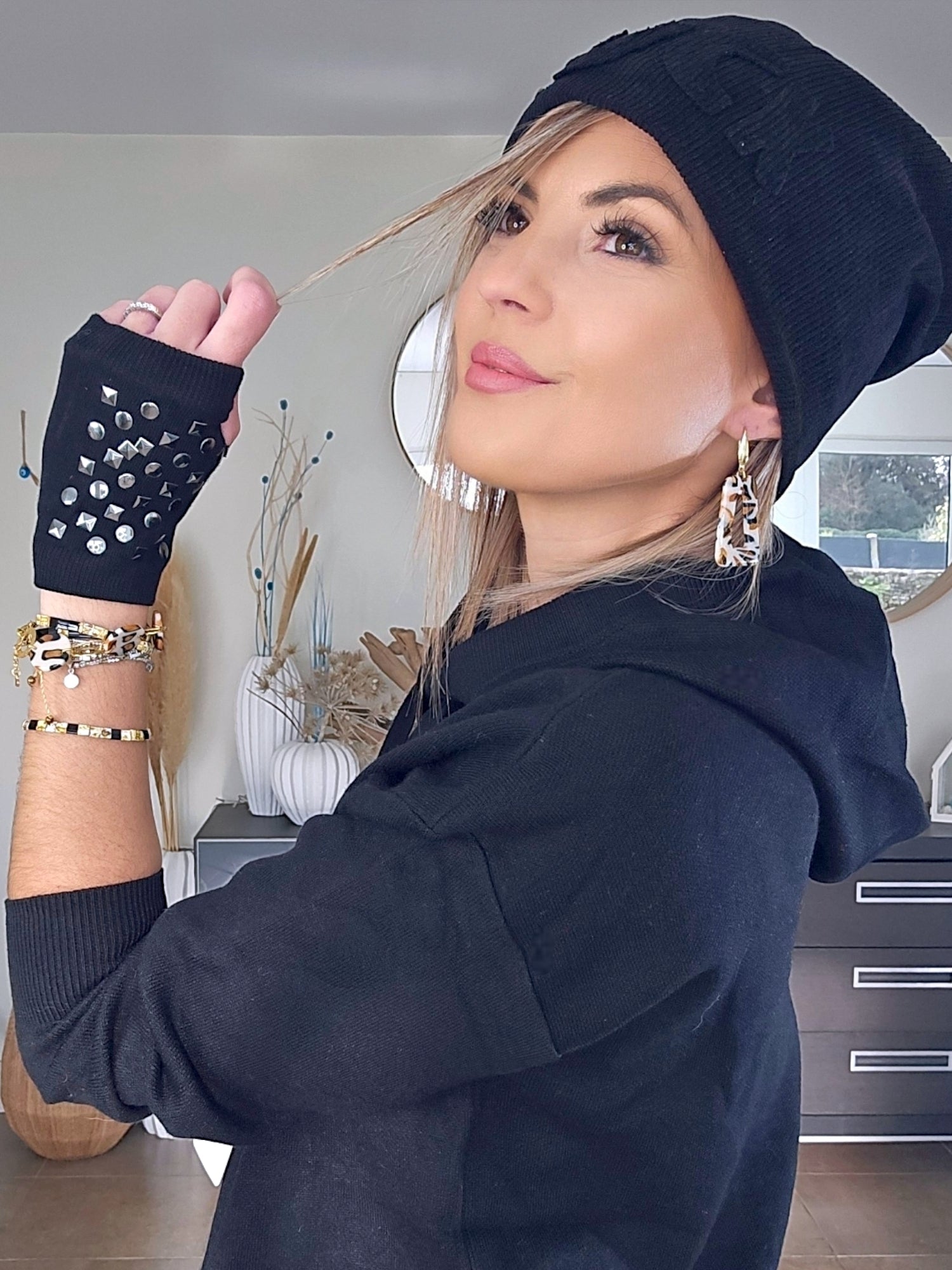 Bonnet velours noir