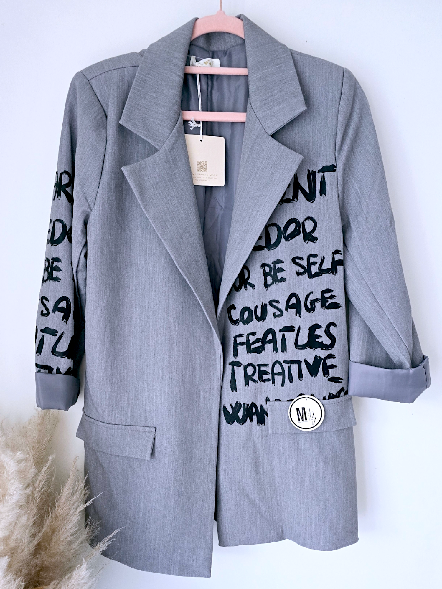 Veste grise à tags