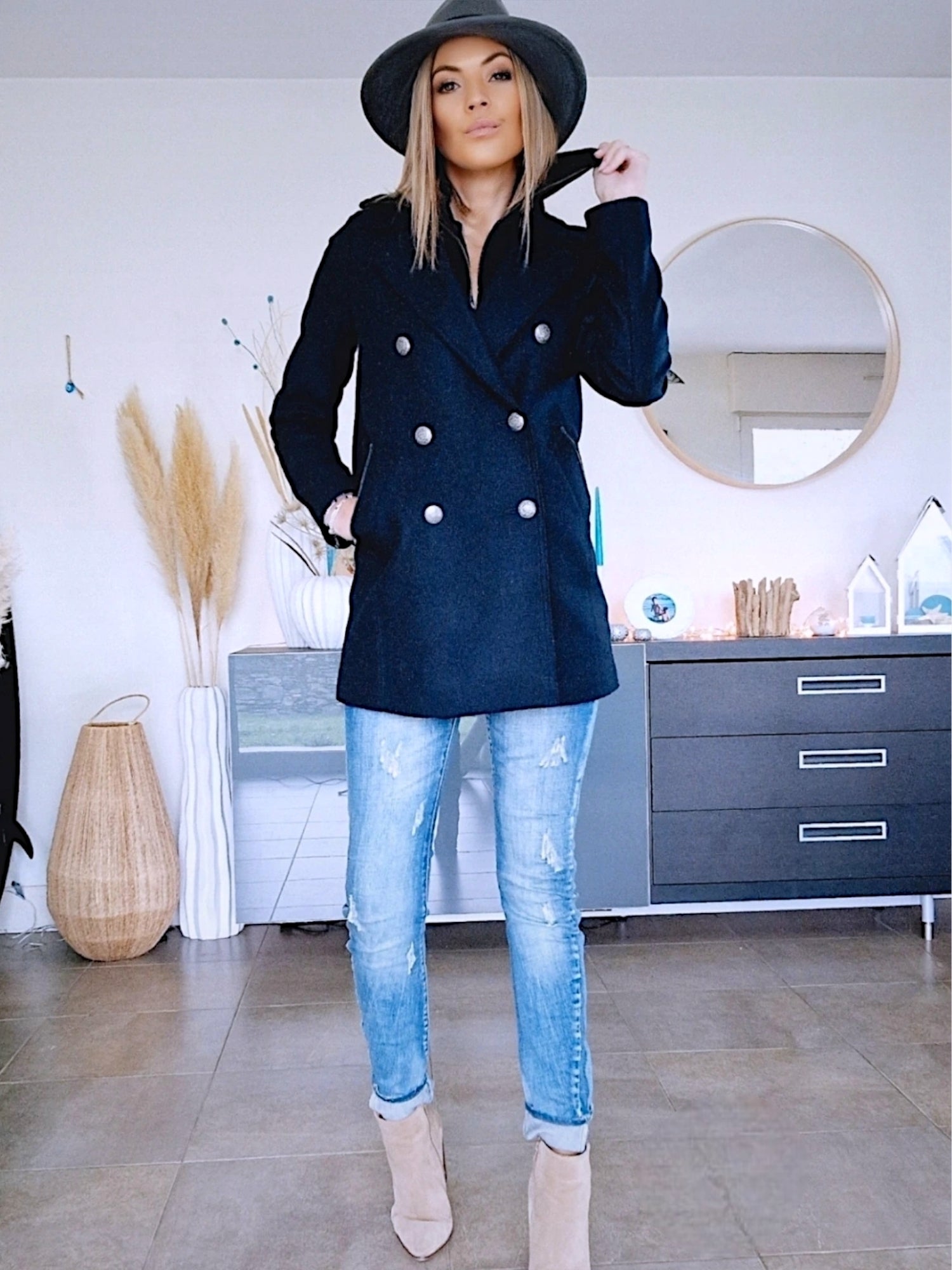 Manteau caban laine