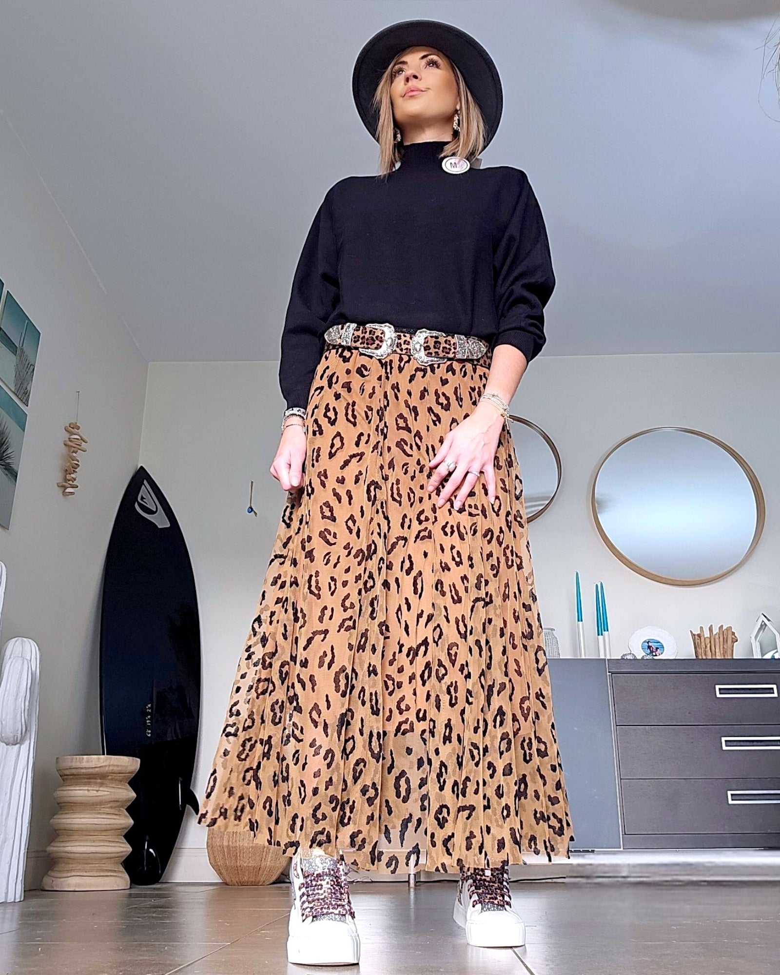 Pull noir col cheminé