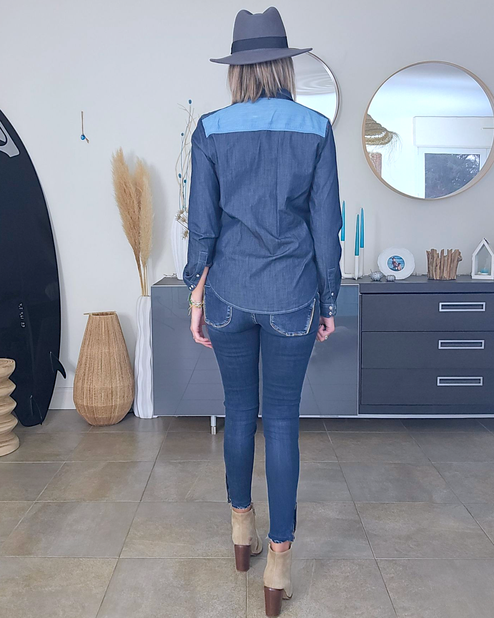 Chemise bleue en denim