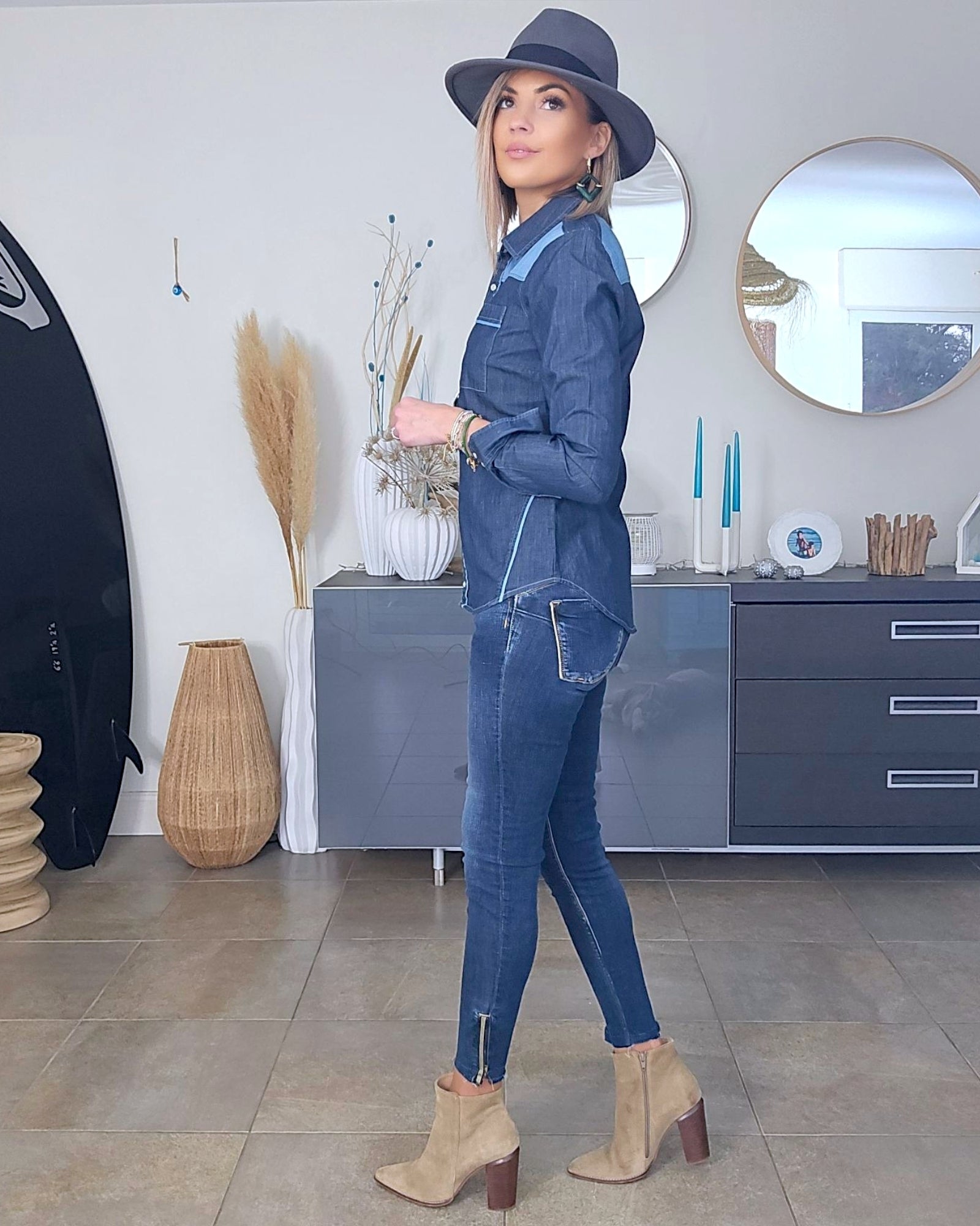 Chemise bleue en denim