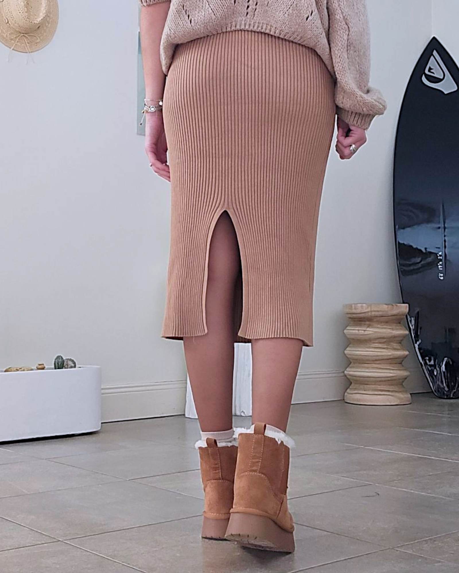 Jupe midi en maille