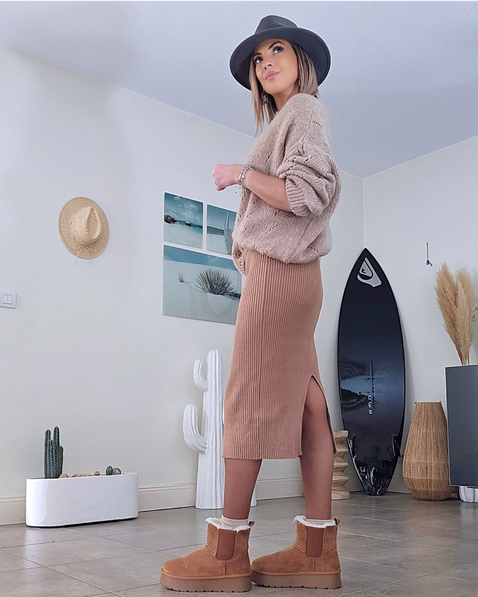 Jupe midi en maille
