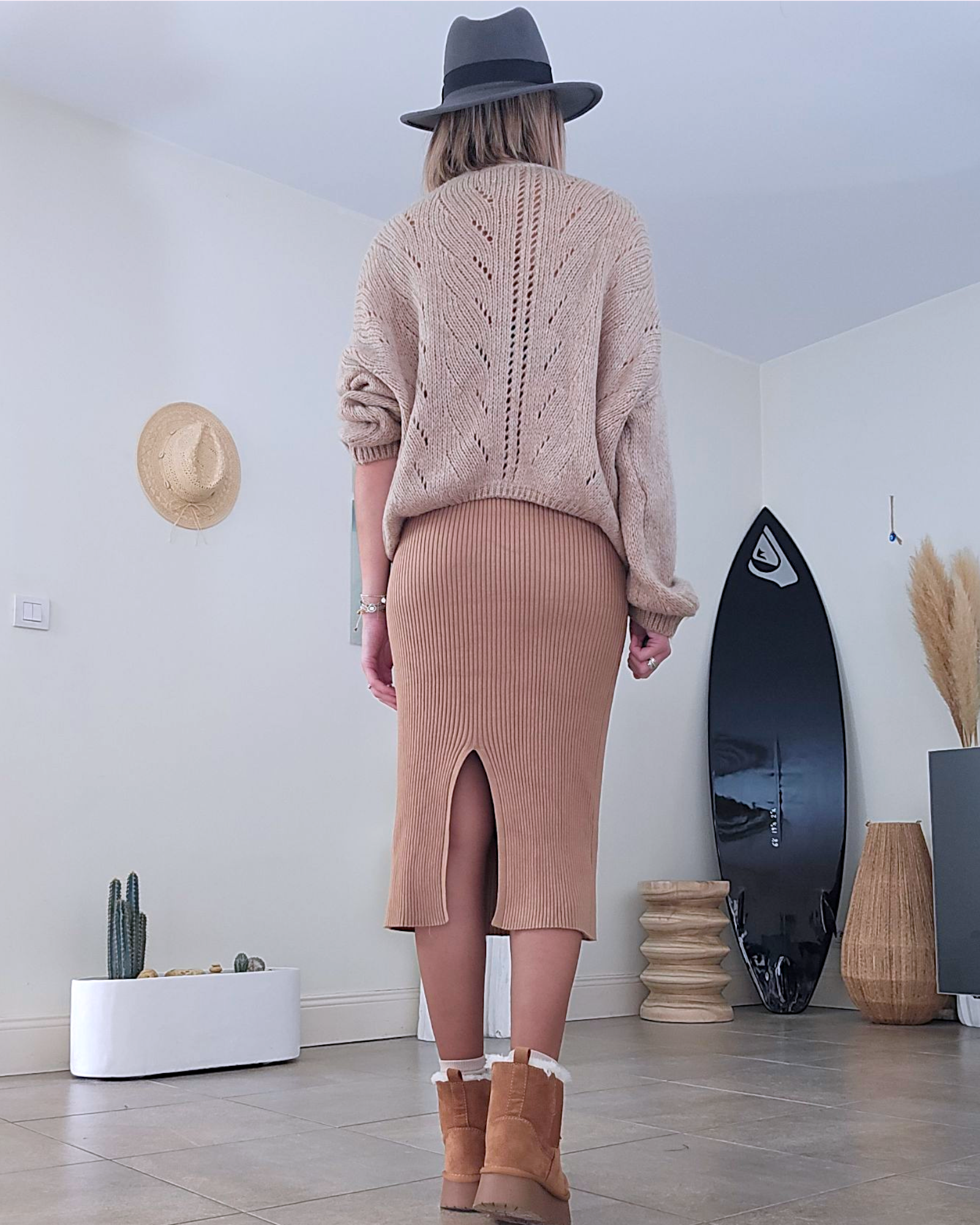 Jupe midi en maille