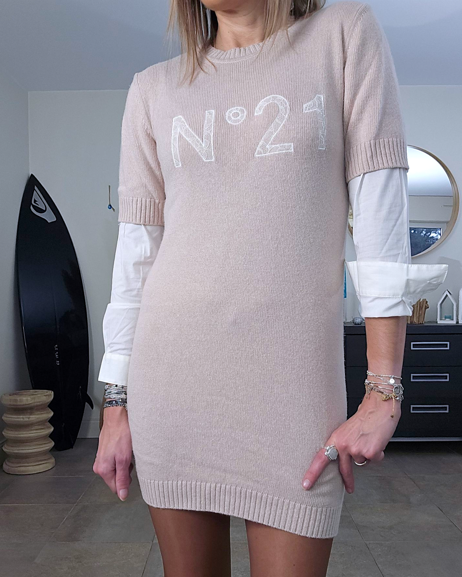 Pull tunique superposé