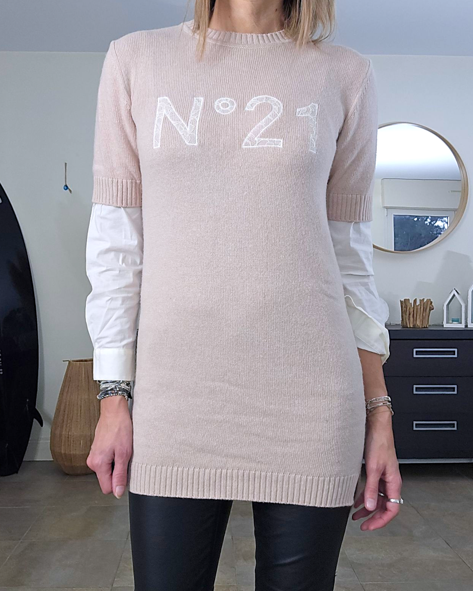 Pull tunique superposé