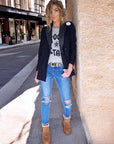 Manteau laine et cuir