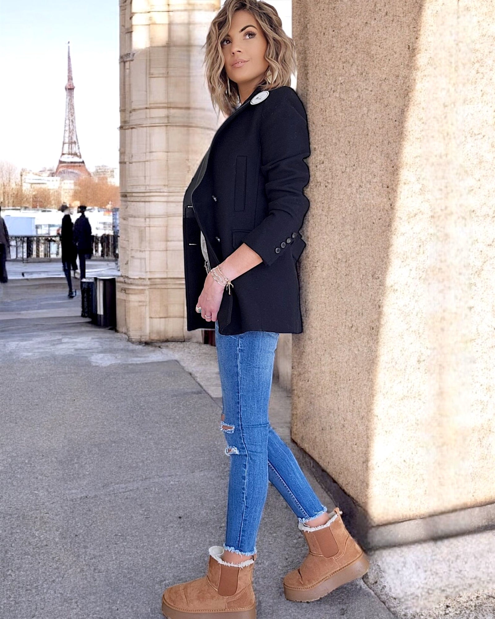 Manteau laine et cuir