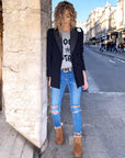 Manteau laine et cuir