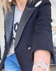 Manteau laine et cuir