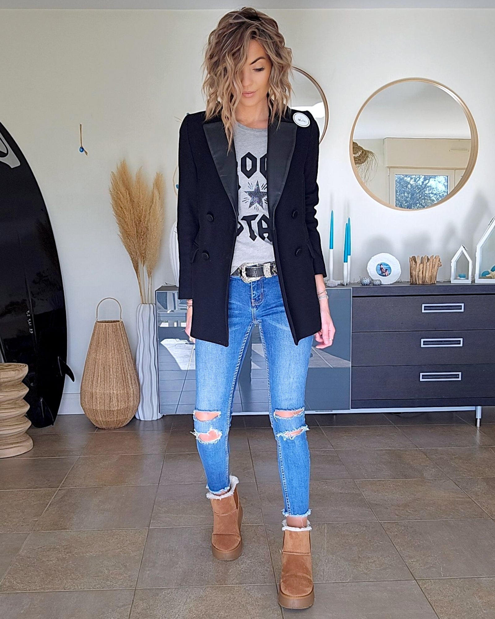 Manteau laine et cuir