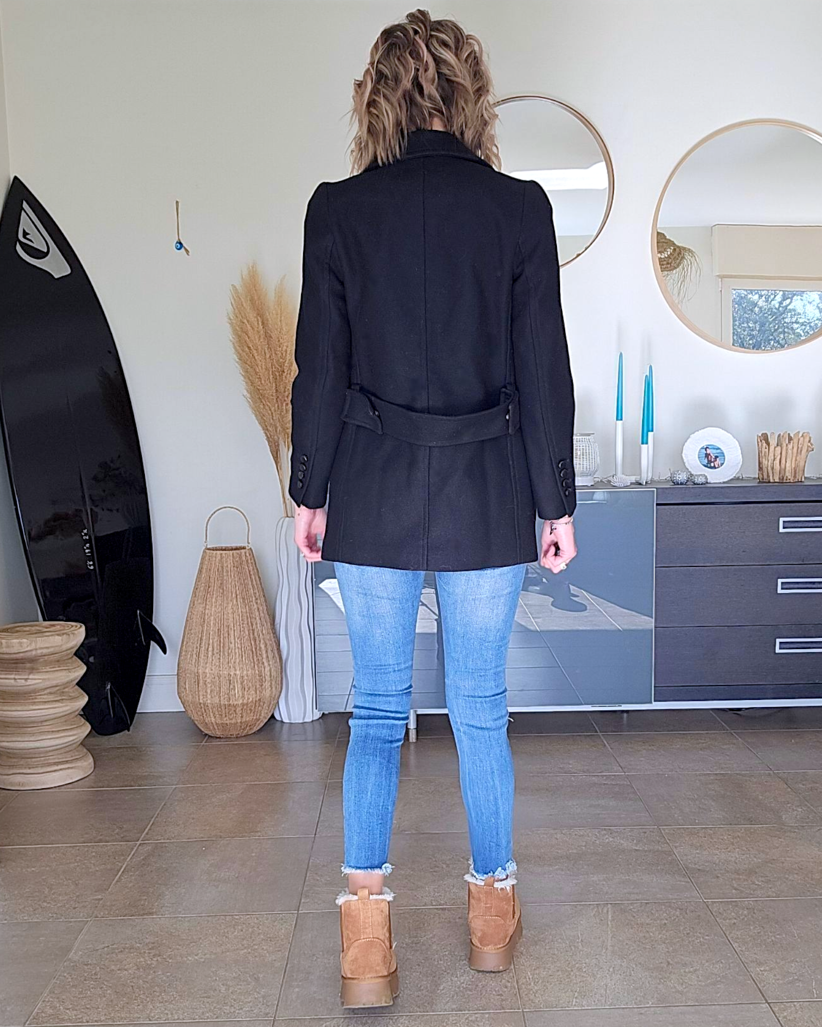 Manteau laine et cuir