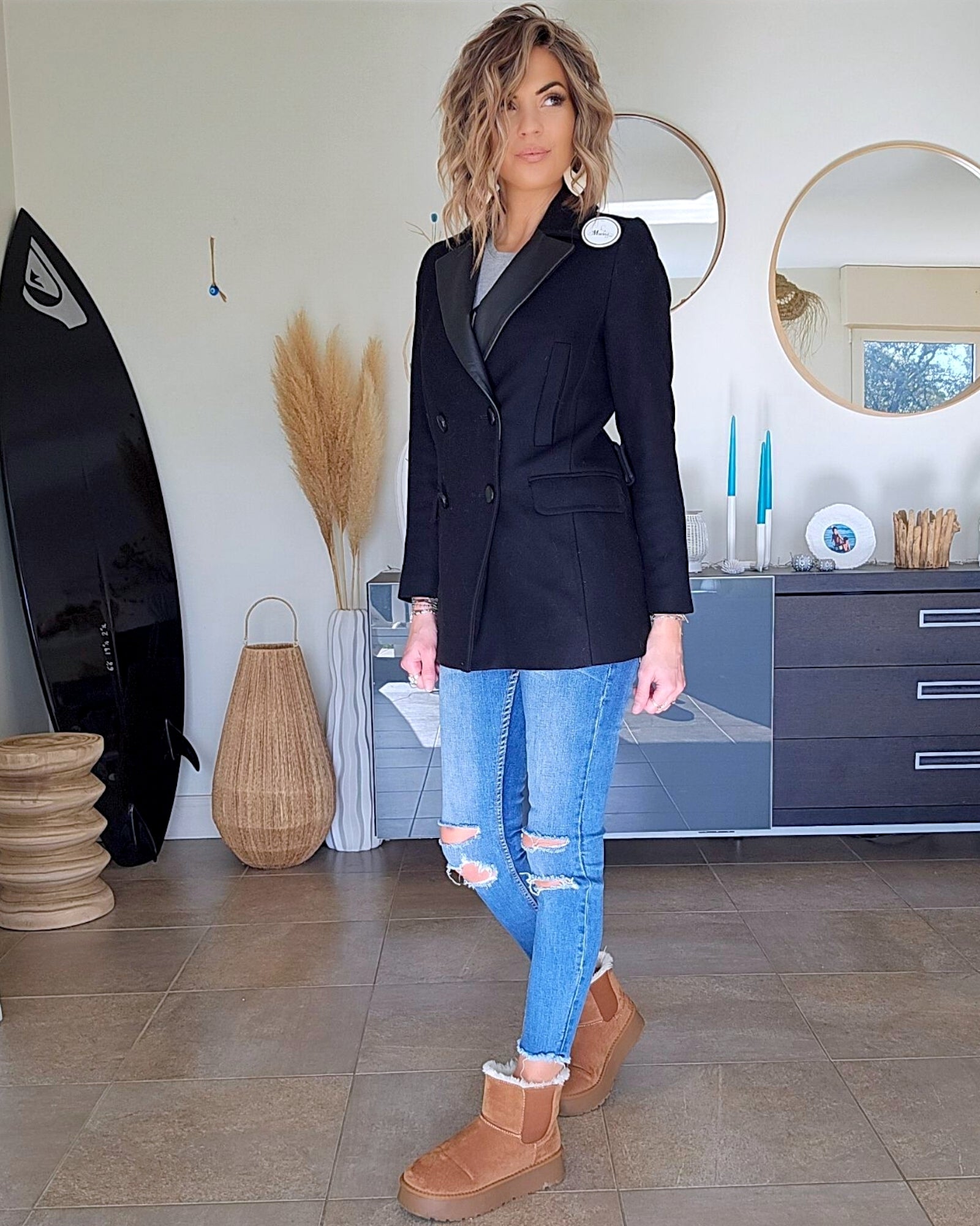 Manteau laine et cuir