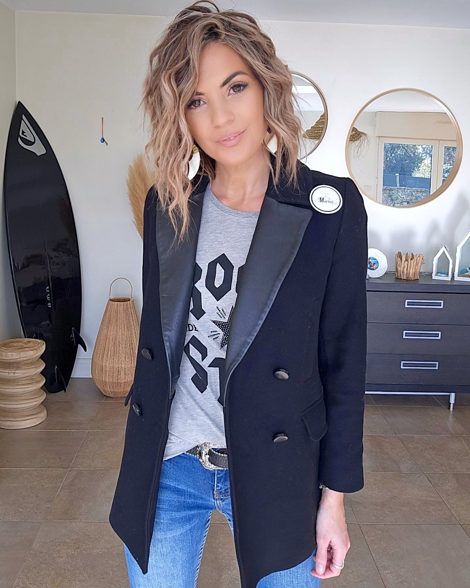 Manteau laine et cuir