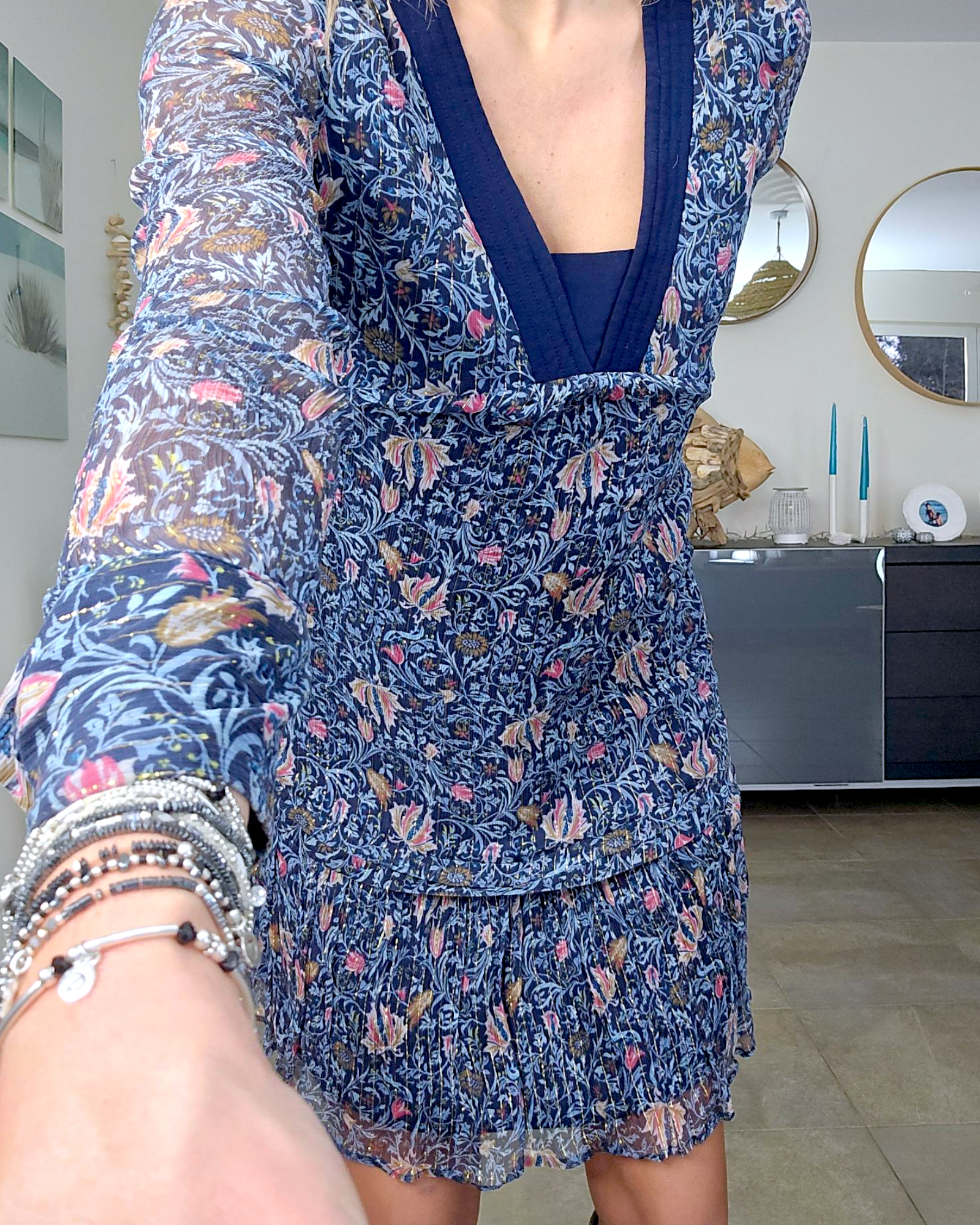 Robe bleue en soie