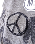 T-shirt kaki peace n'love à perles