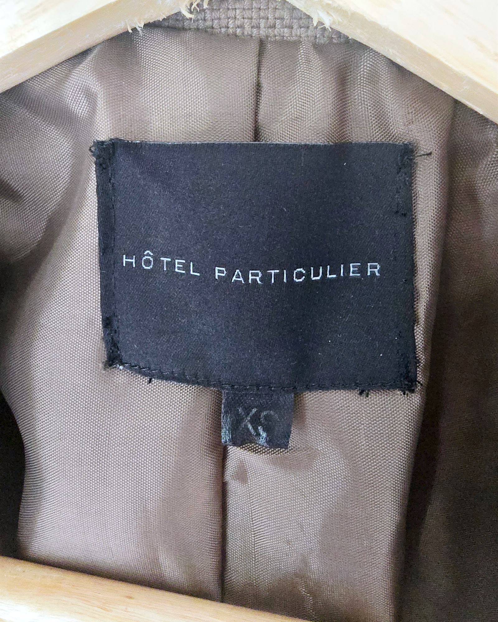 Veste chic beige foncé avec empiècements cuir