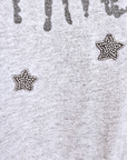 T-shirt gris rock avec perles bijoux