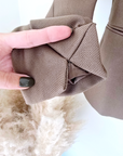 Veste chic beige foncé avec empiècements cuir