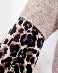 Pull beige chaud amour léopard
