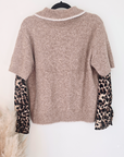 Pull beige chaud amour léopard