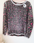 Pull léopard rose vif