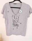 T-shirt gris rock avec perles bijoux