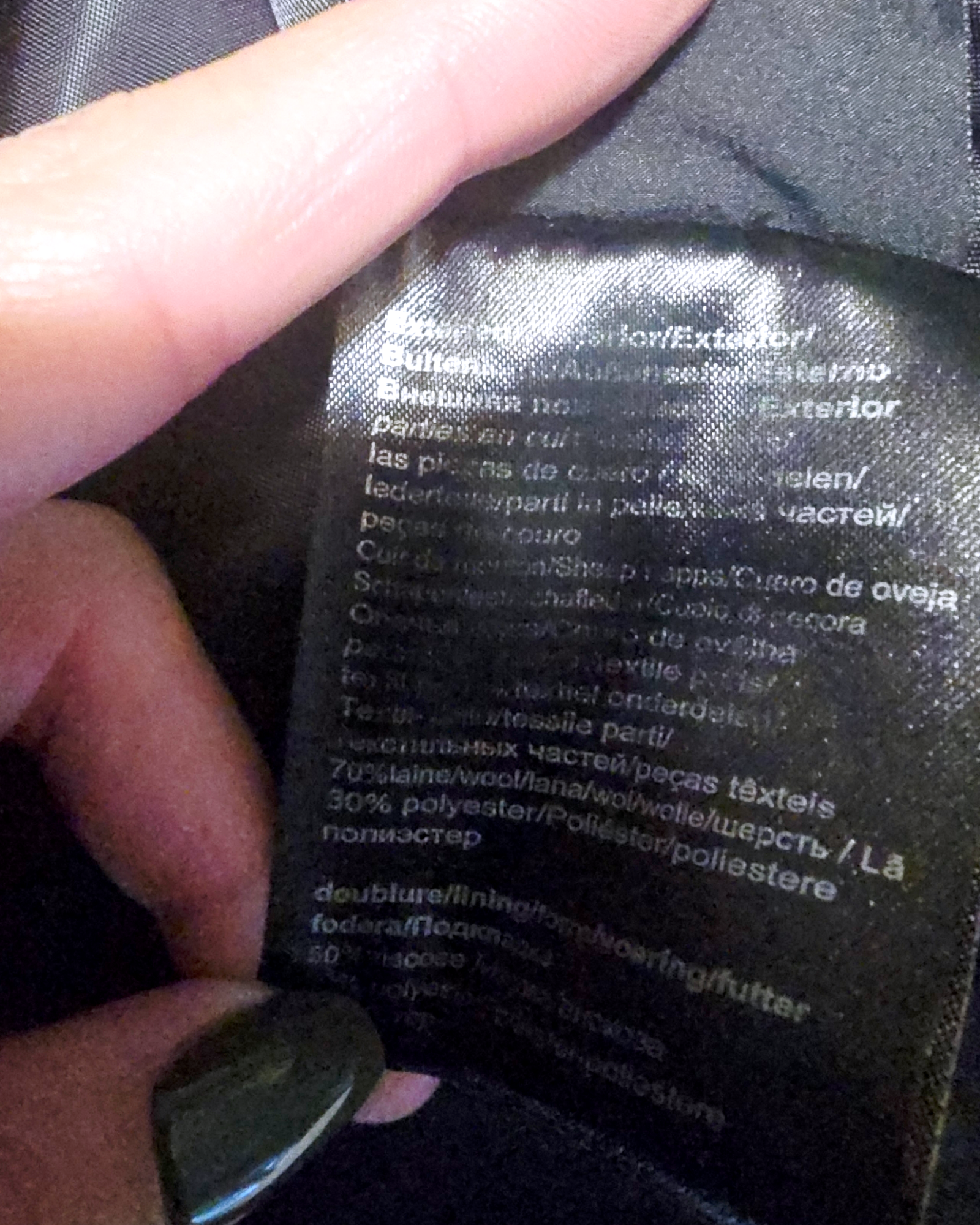 Veste noire bi-matière laine et cuir