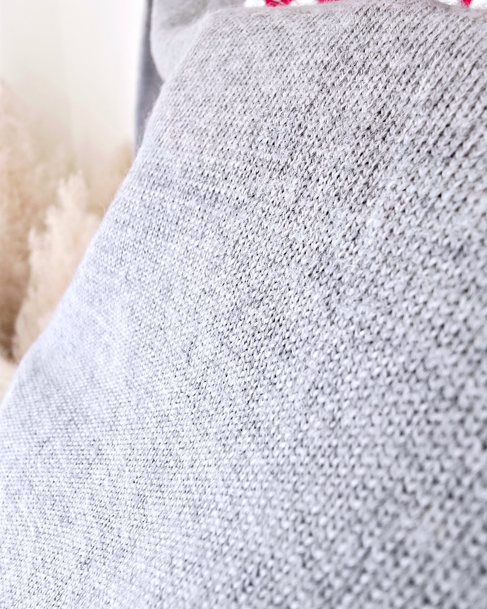 Pull gris merinos bouche perles